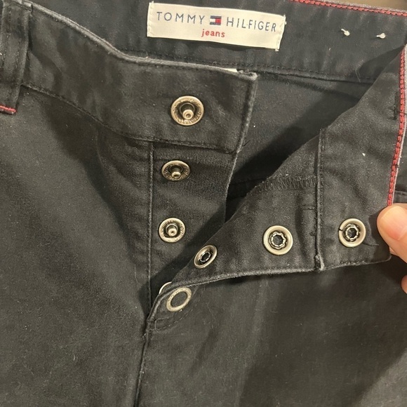 Vintage TOMMY HILFIGER JEANS Y2K Snap Button Fly Bootcut Jeans Black Size 8 - Picture 9 of 11